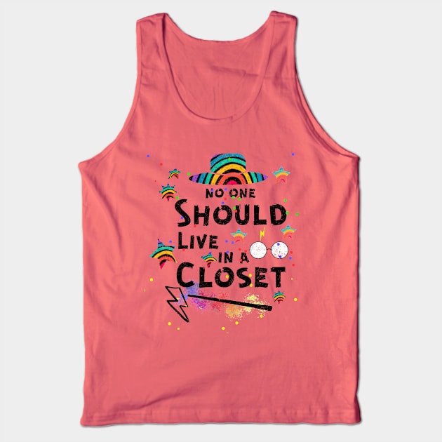 No One Should Live In A Closed LGBT Gay Pride Tank Top by Artistic Design